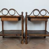 Pair of rattan bedside tables