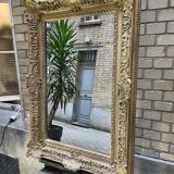 Large gilded Napoleon III mirror – late 19th century – restored, new glass