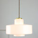 Mid-century Italian White Glass and Brass Pendant Lamp