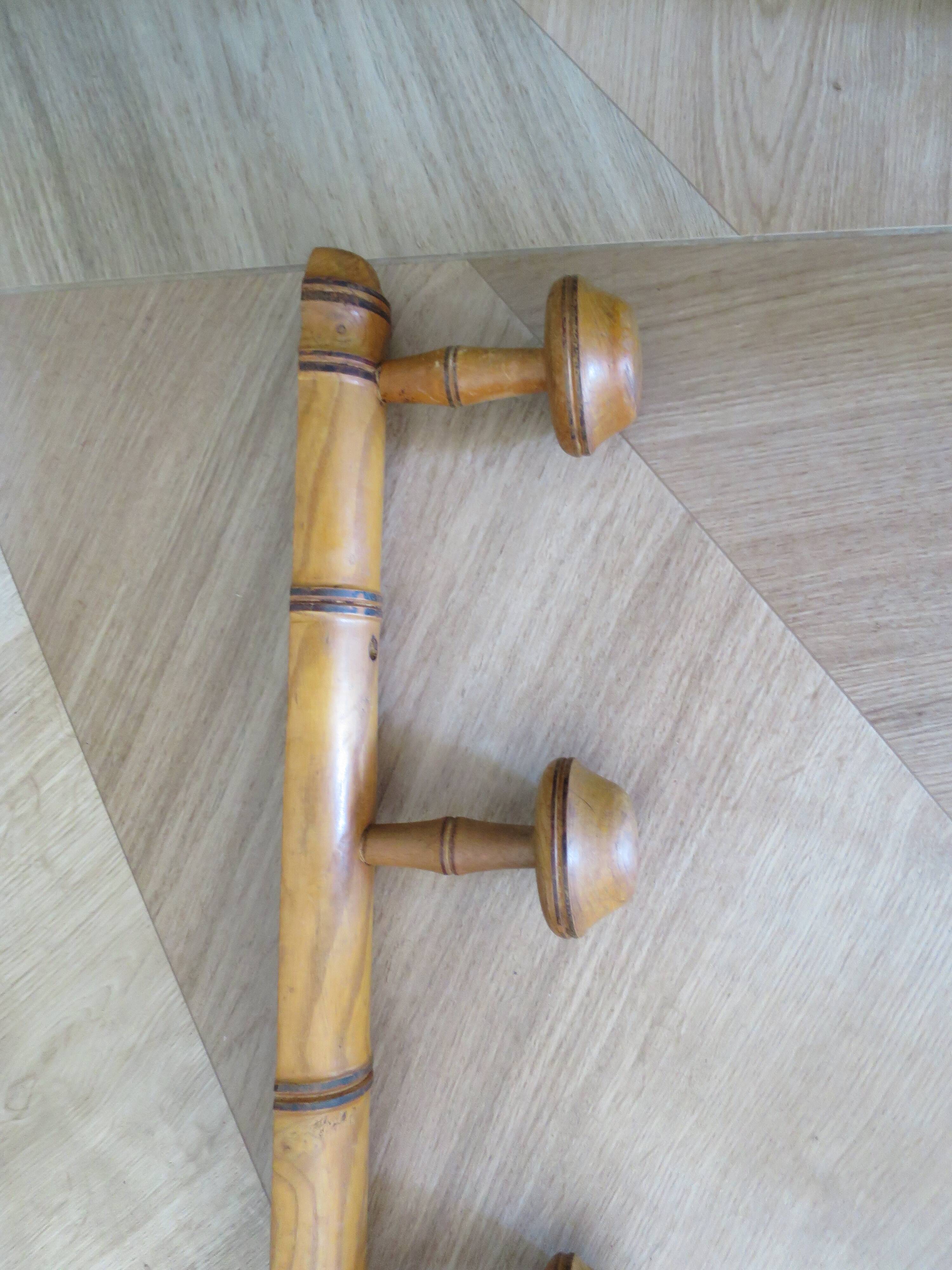Portemanteau murale 6 patères en bois, 1980