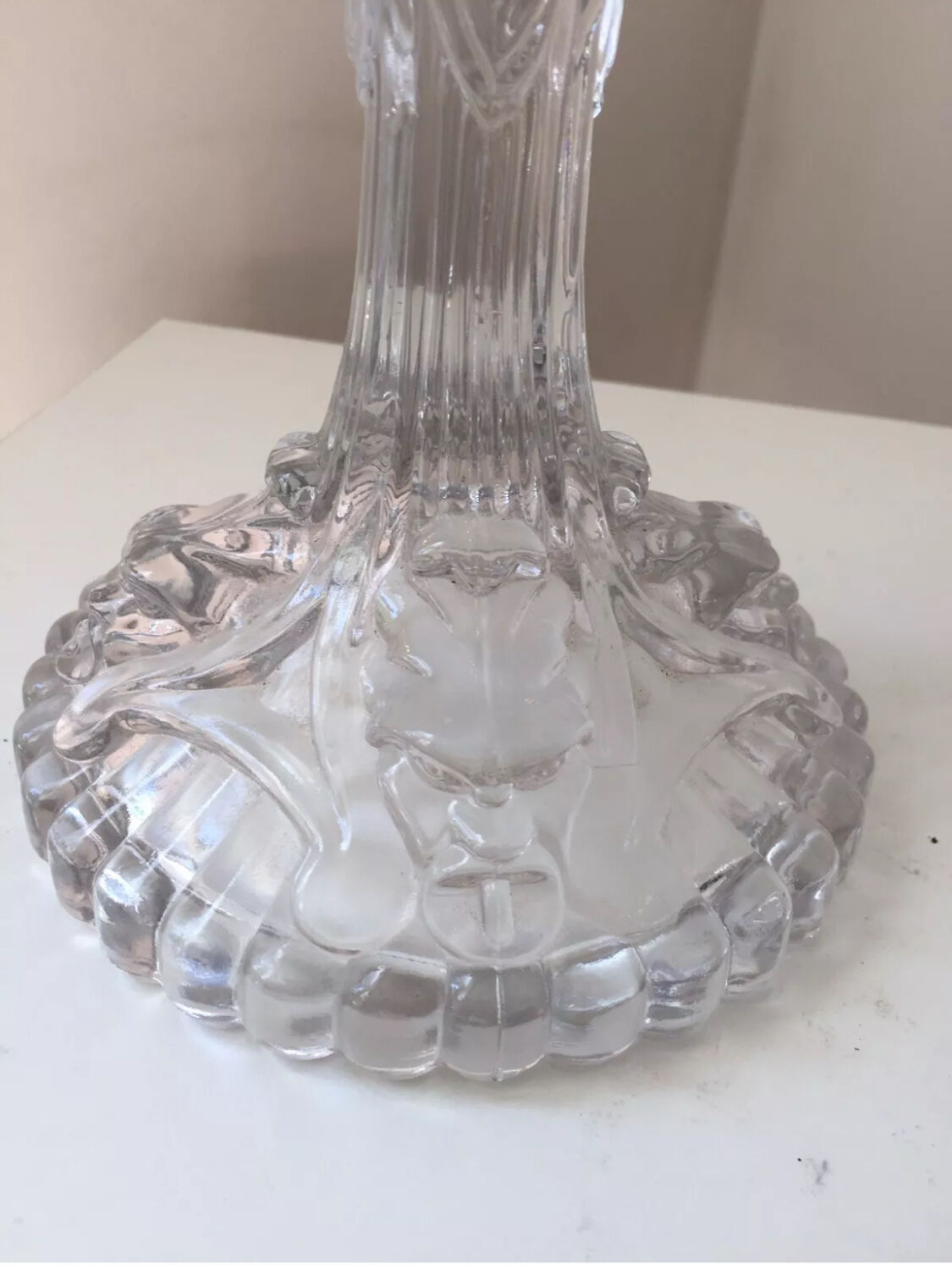 Antique pair of Portieux crystal candlesticks, 19th century