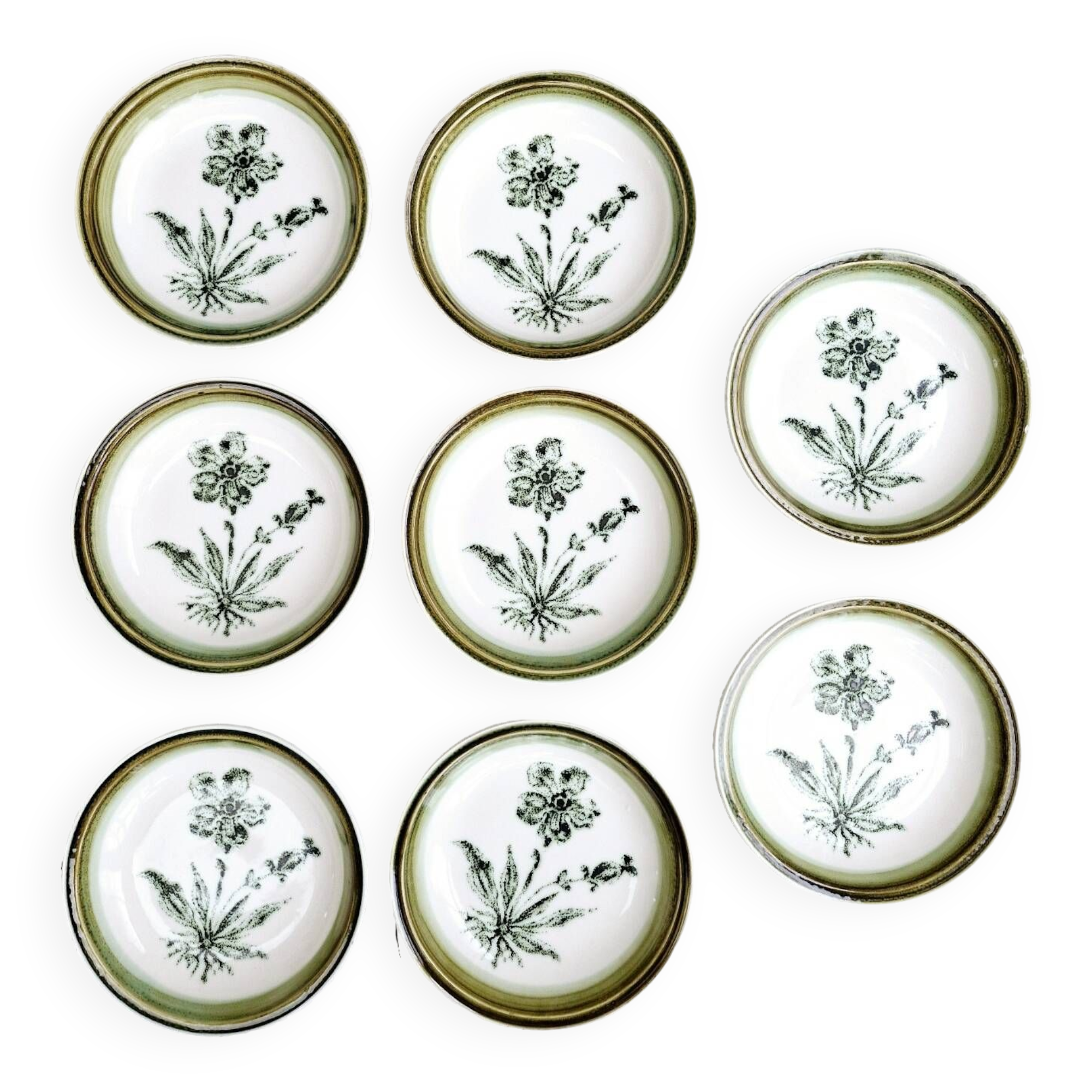 8 vintage hollow plates earthenware Gien model Herbiers table arts France