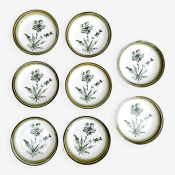 8 vintage hollow plates earthenware Gien model Herbiers table arts France