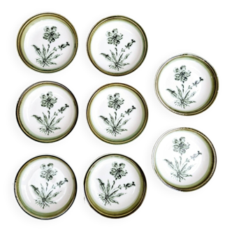 8 assiettes creuses vintage faïence Gien modèle Herbiers arts de la table France