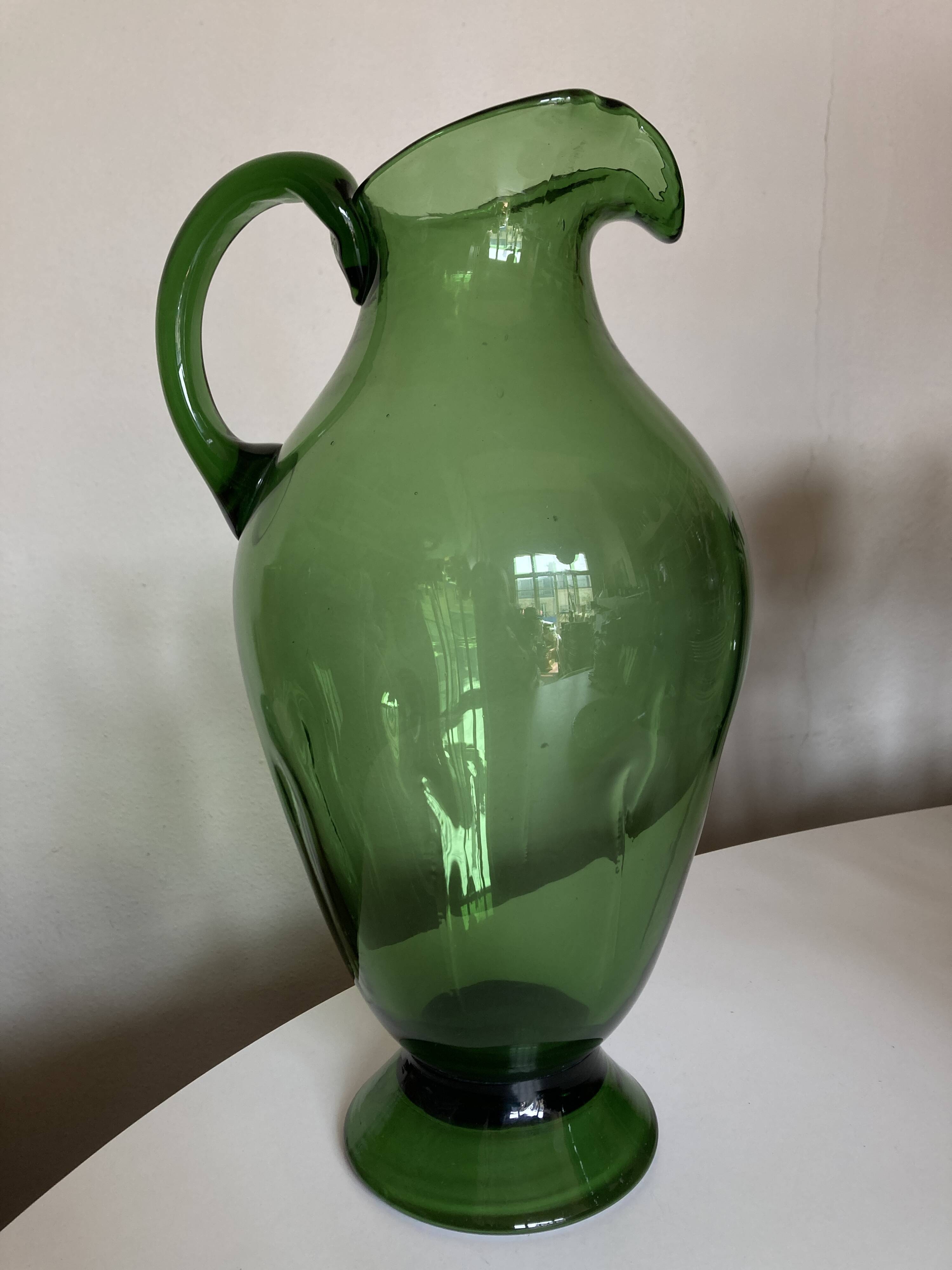 XXL glass vase pitcher from Empoli, blown, H40cm