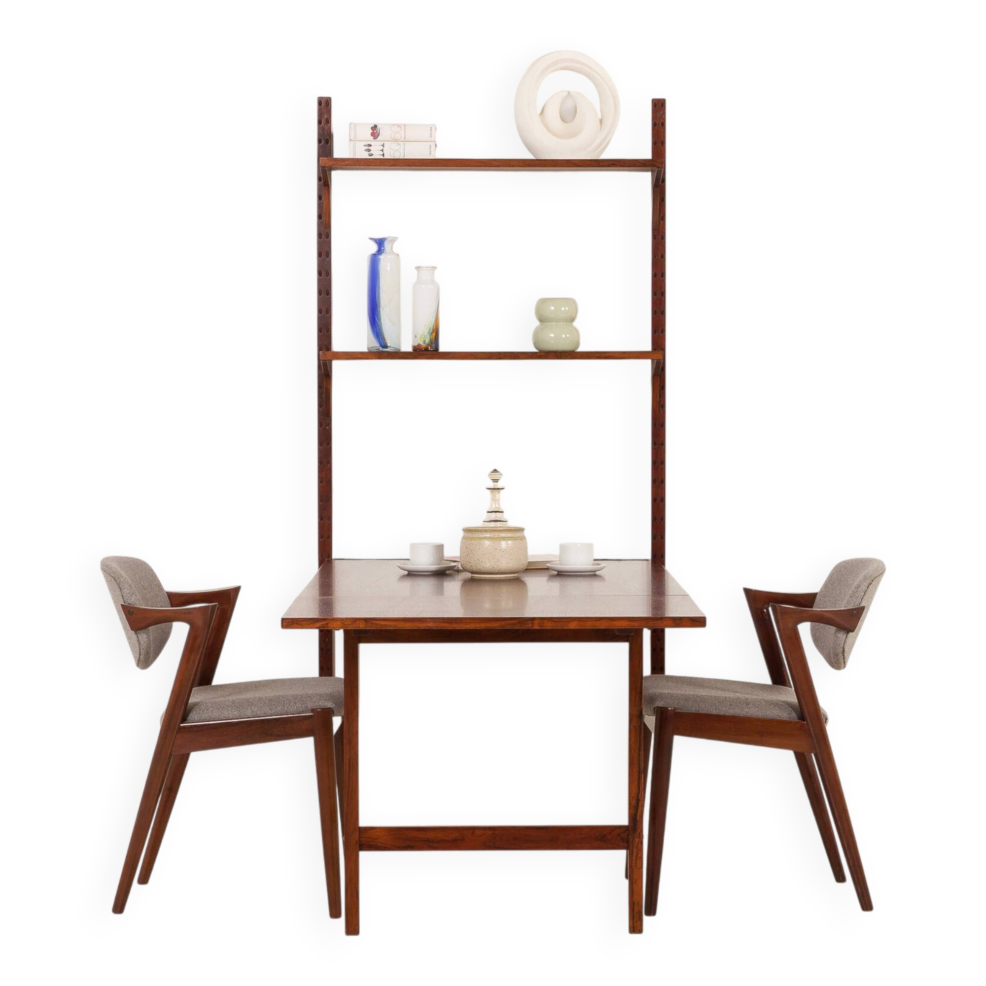 Poul Cadovius shelving wall unit with extendable  desk or a table for Cado,