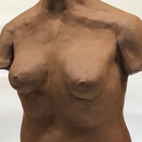 School bust of a female body in red clay terracotta