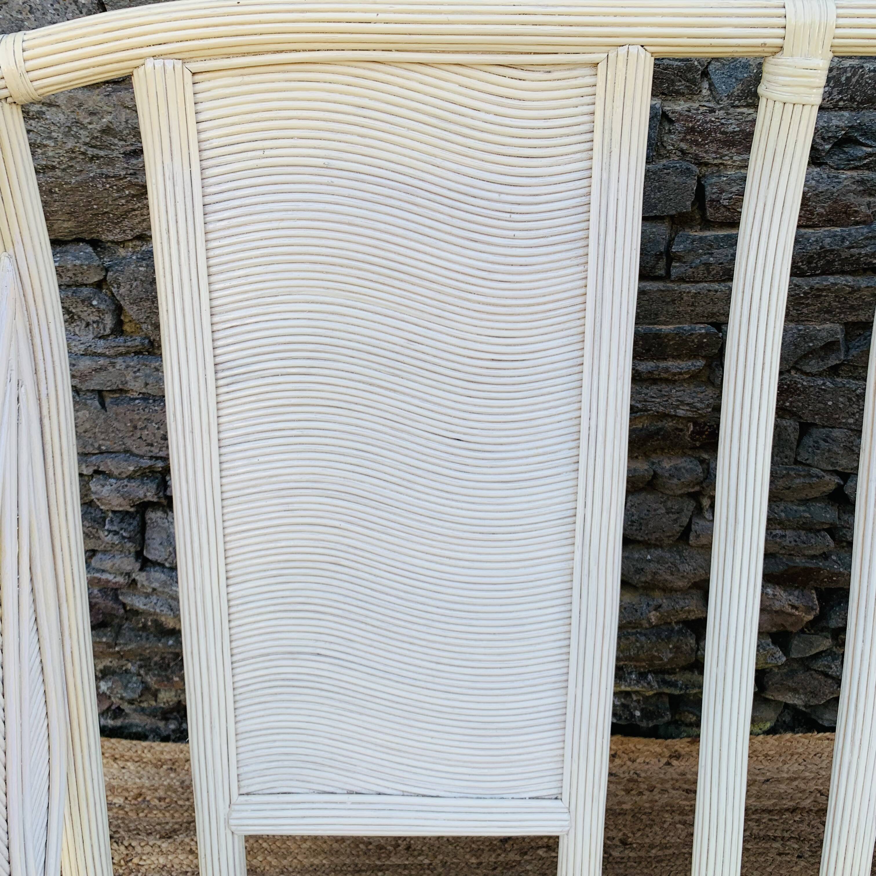 2 seater white rattan sofa