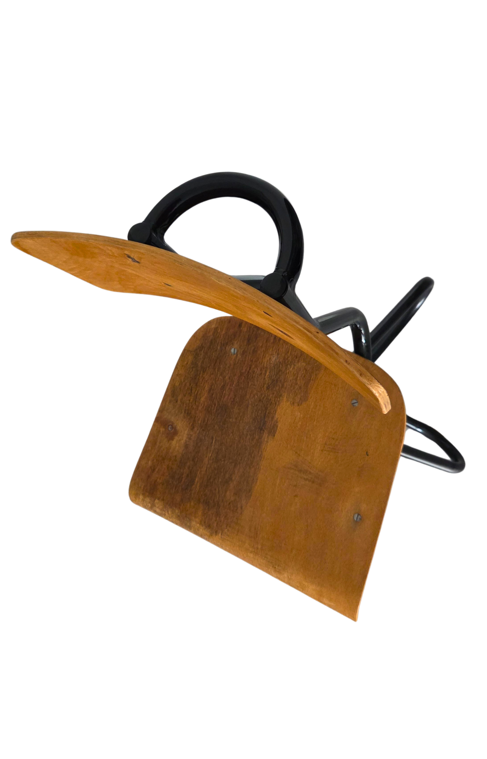 Vintage wooden and metal swivel workshop chair - Restoration project