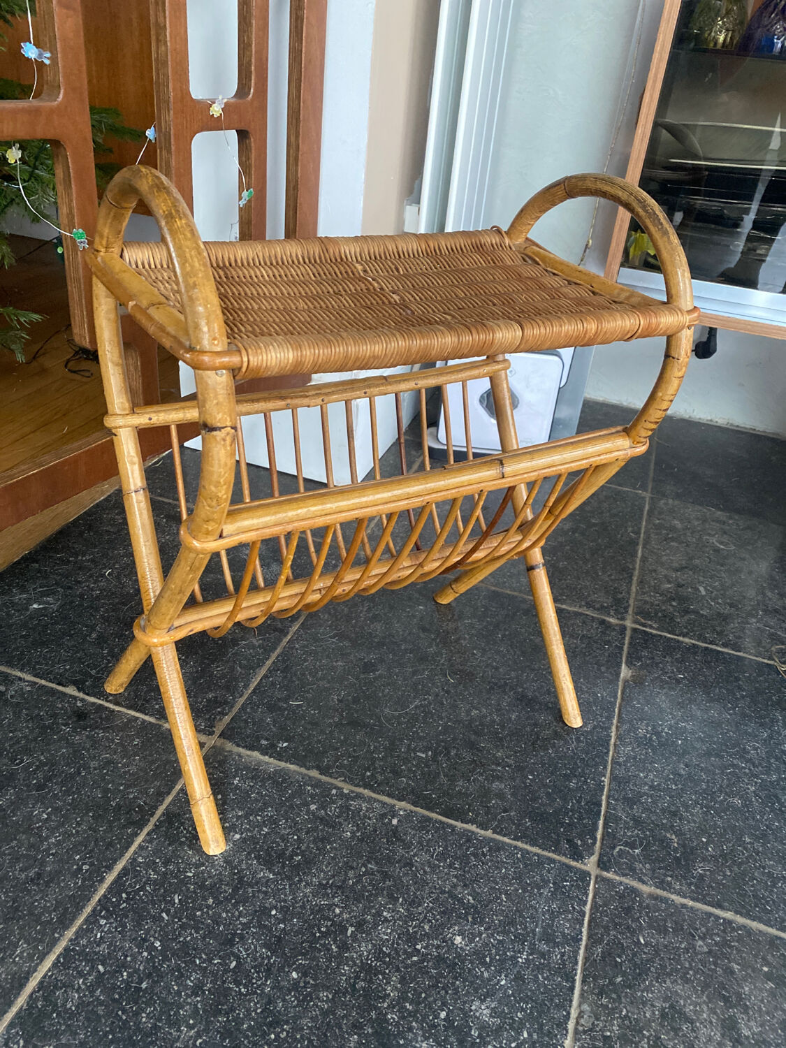 Rattan magazine holder