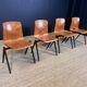Ensemble de 4 chaises Galvanitas S22 chêne Pays-Bas années 70