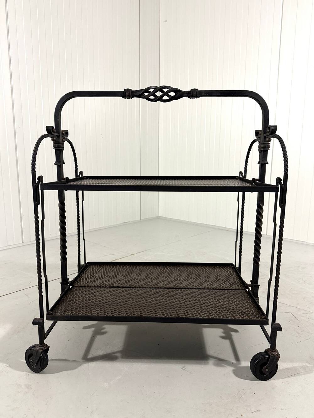 Brutalist wrought iron folding serving trolley 1960’s