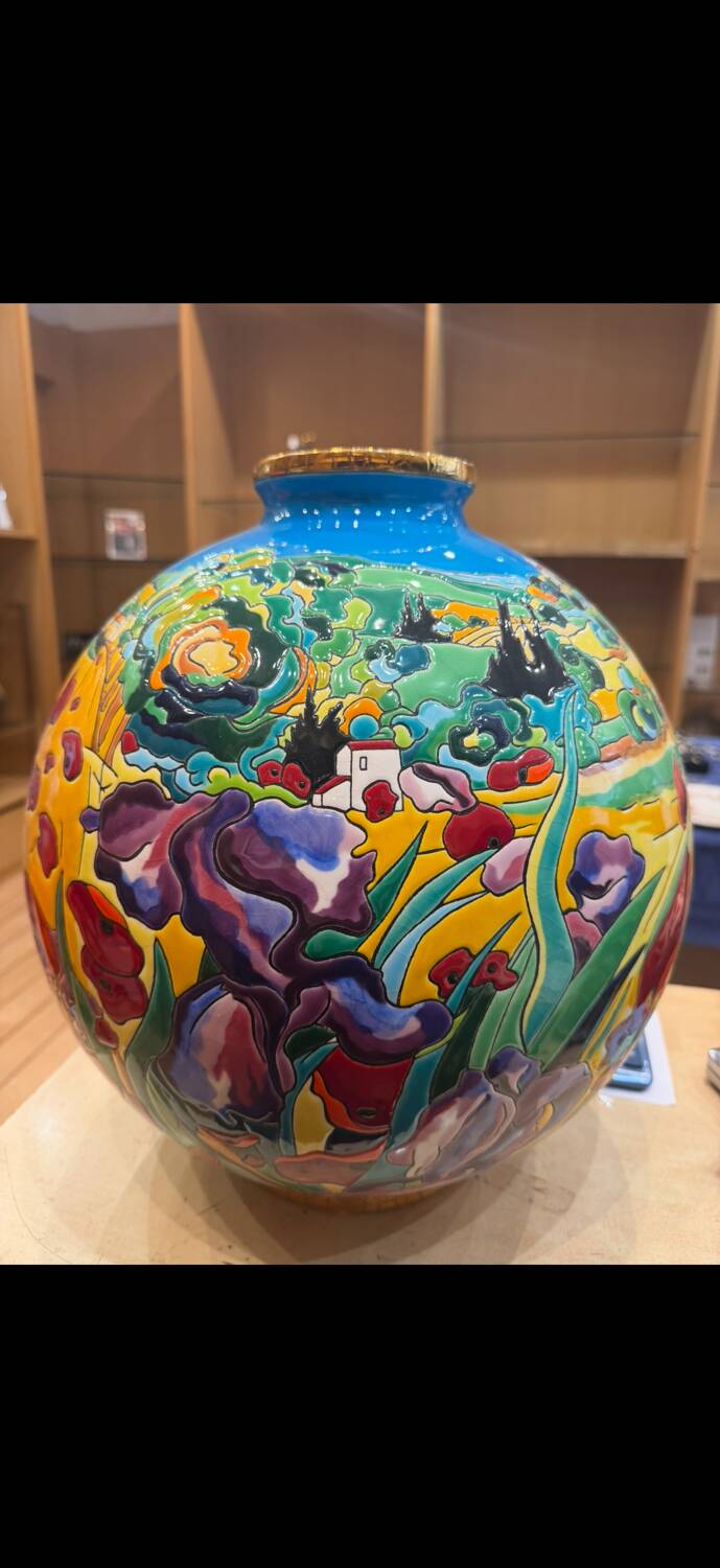 Vase Boule Colonial Émaux de Longwy