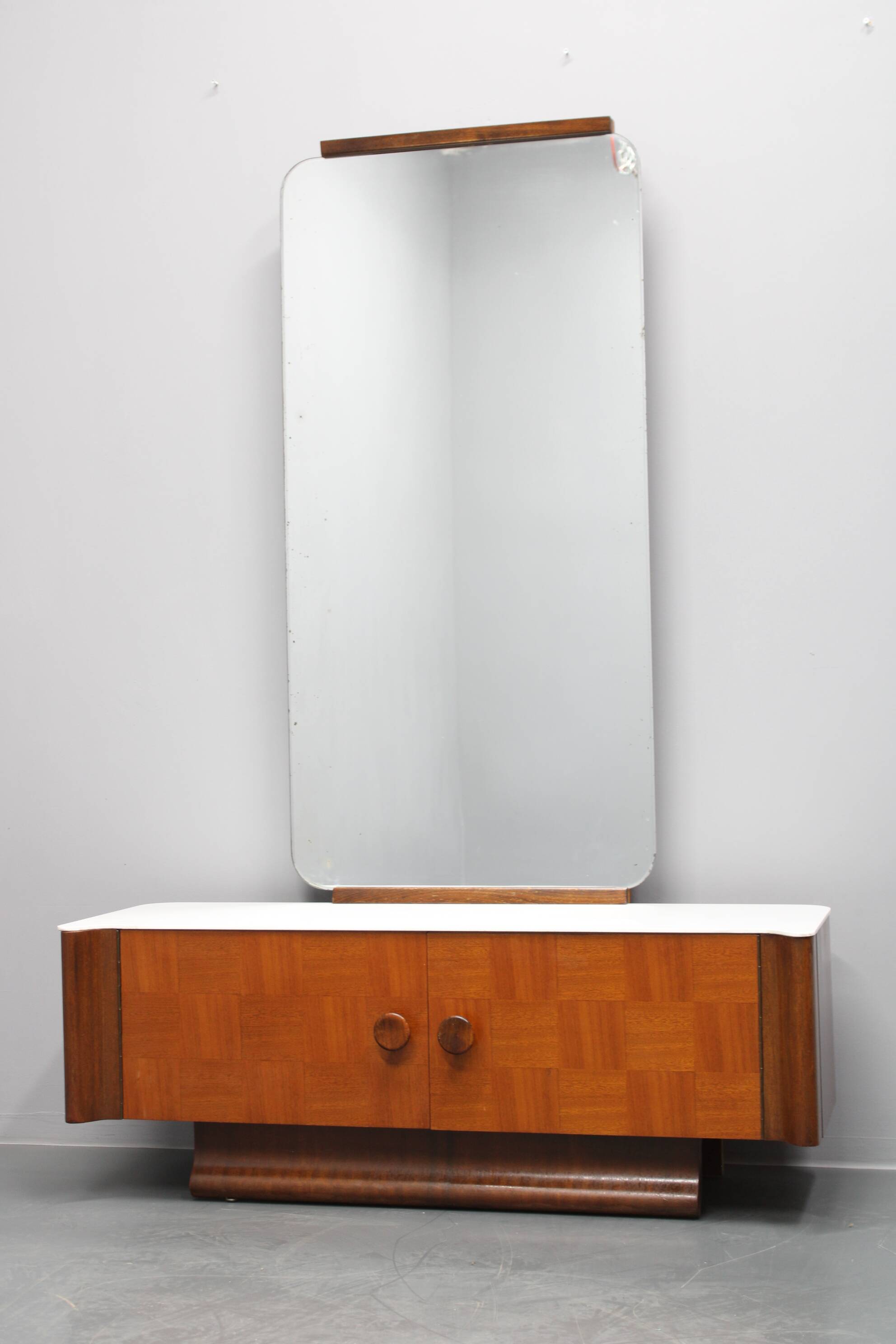 1940s Jindrich Halabala Mirror Cabinet ,Czechoslovakia