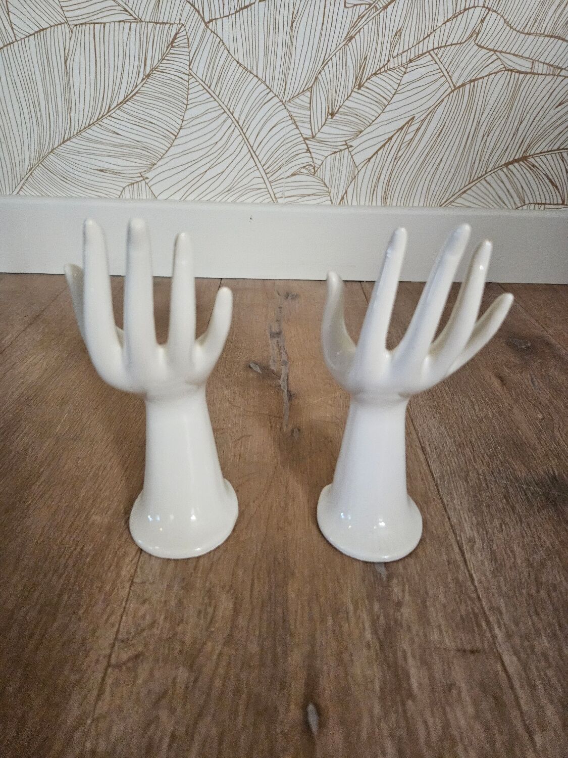 Pair of ceramic hand-held soliflores