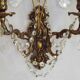 Pair of French Baroque Double Bronze Crystal Wall Lights Glass Bead Swags