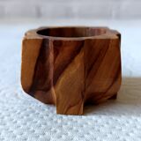 6 vintage egg cups on olive wood tray France