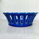 Openwork ceramic fruit basket - vintage blue cut