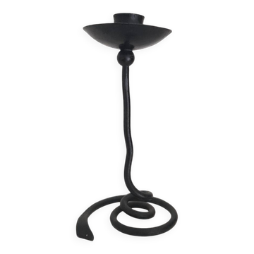 Bougeoir serpent cobra en fer forgé