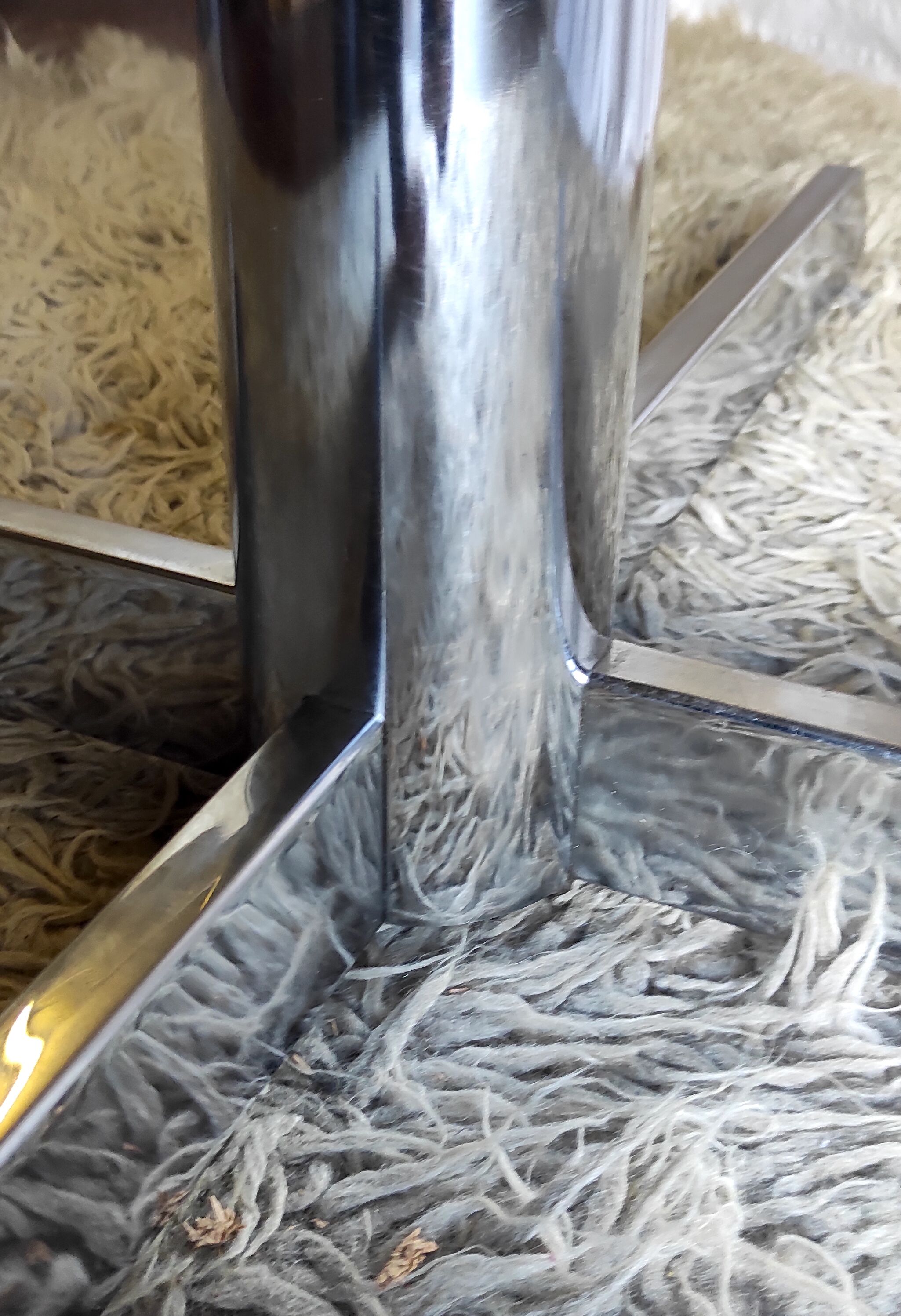 Roche Bobois dining table design chromed metal and smoked glass – 70s