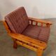 Old vintage Scandinavian design pine armchair from the 70s