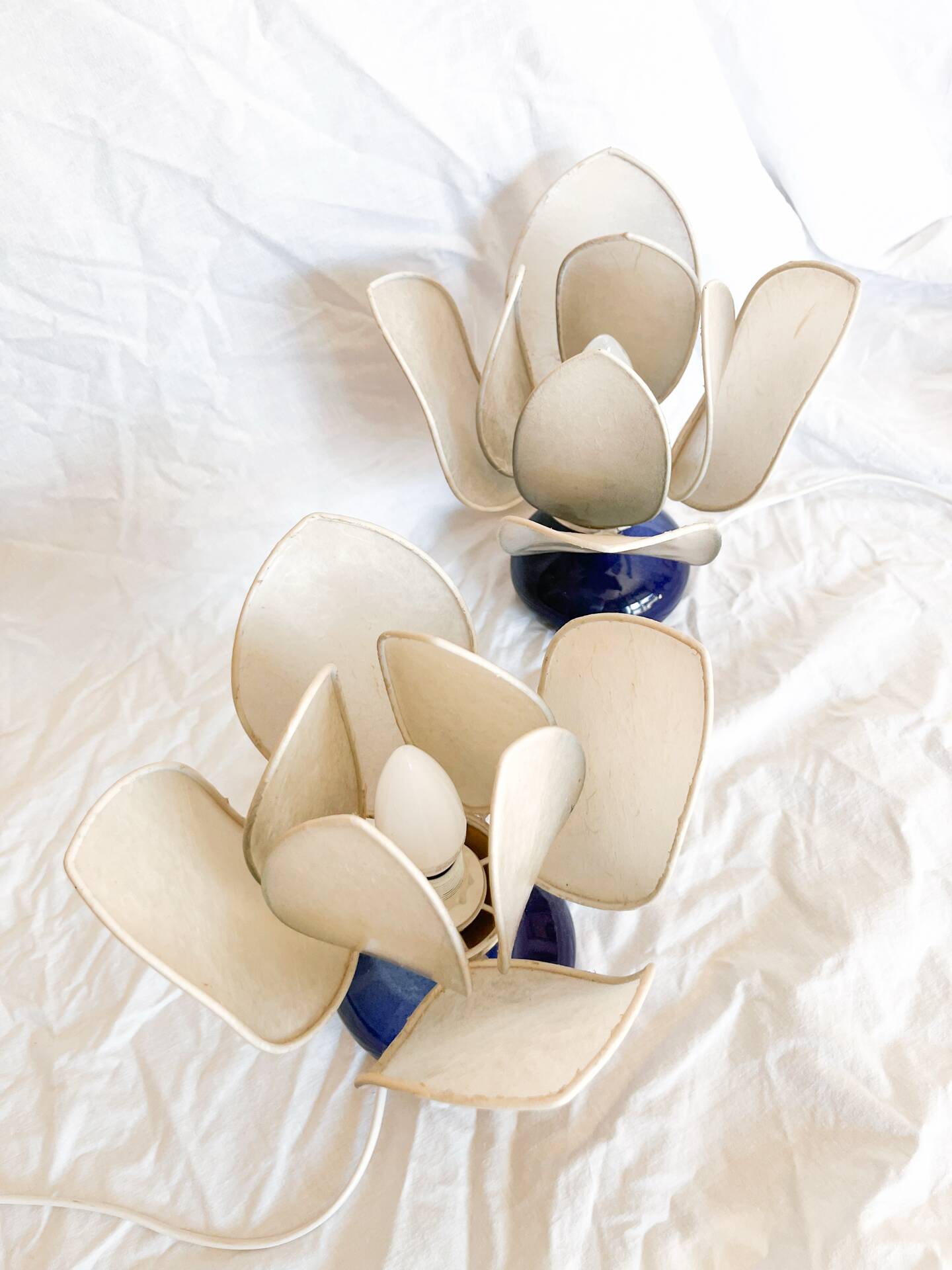 Pair of vintage lamps by Patrick Bossis – Limoges porcelain 1980