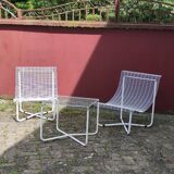 Garden furniture set with 2 vintage Habitat armchairs and 1 vintage Ikea table