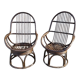 Pair of vintage rattan swivel chairs