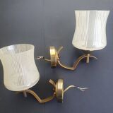 Paire d'appliques murales dorées vintage France