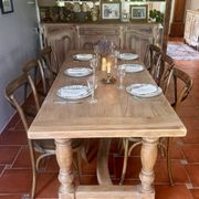 Large Restored Solid Oak Dining Table – Whitewashed Finish