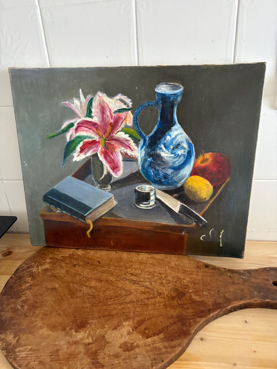 Tableau nature morte, huile sur toile