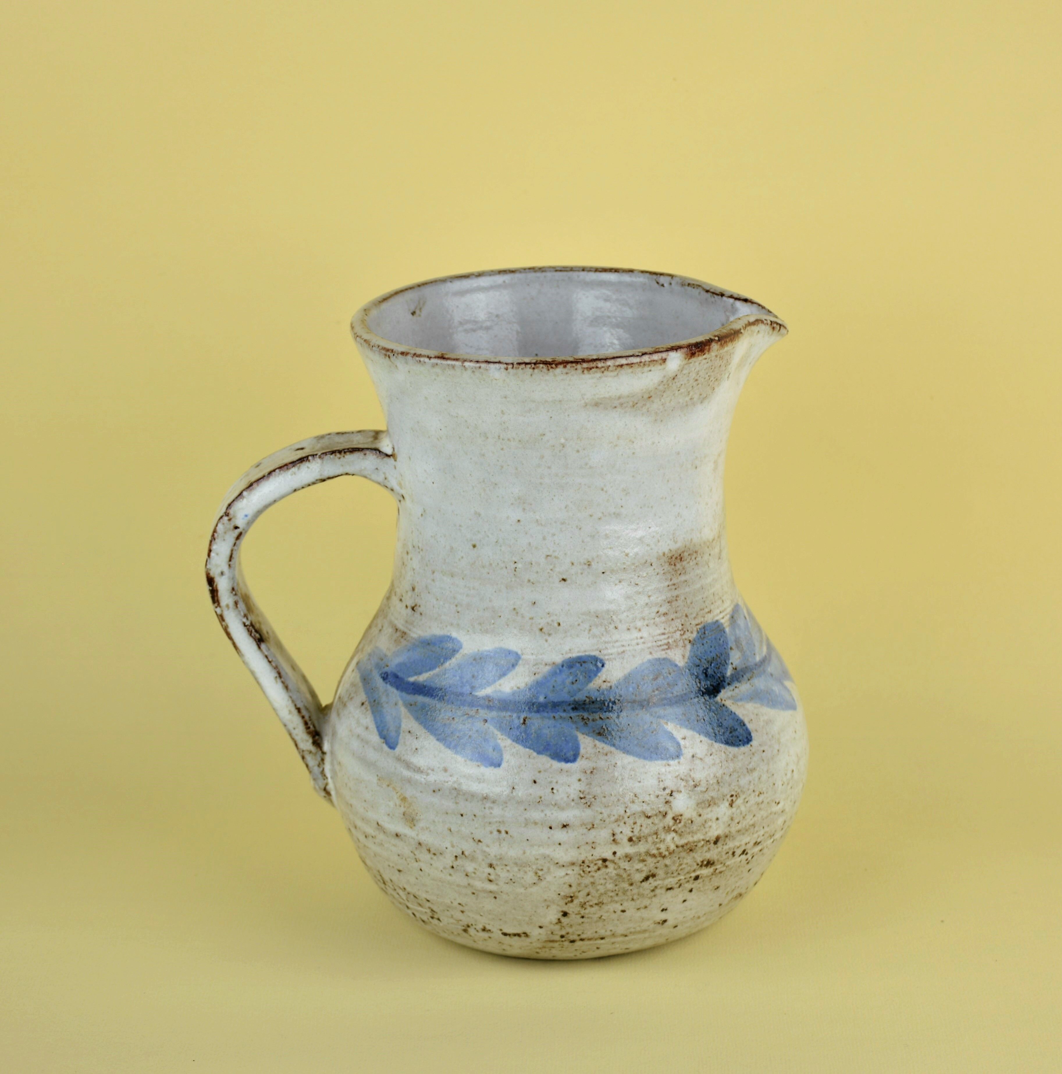 Albert Thiry pitcher with stylized blue leaves