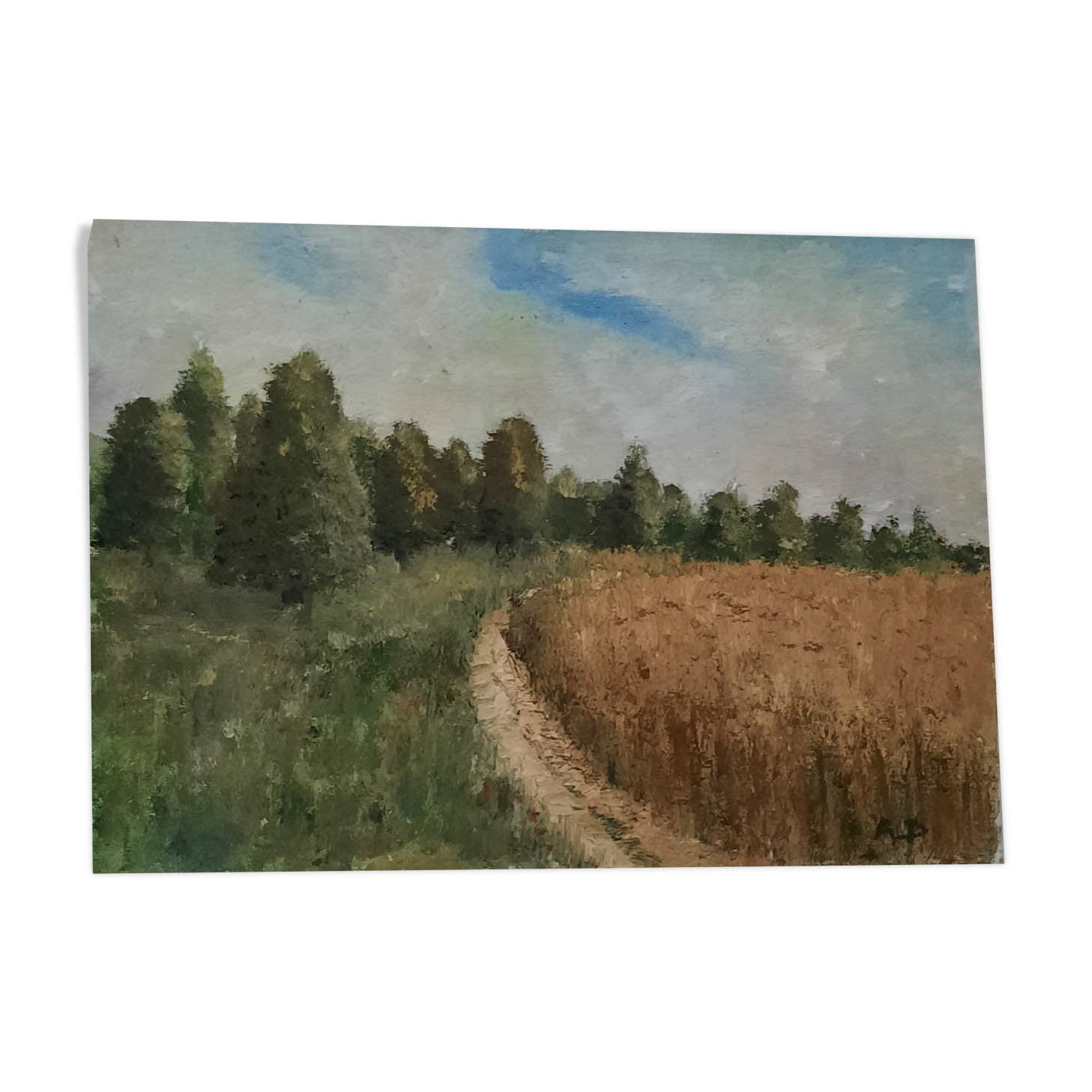 Field and wood painting