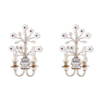 Paire d’appliques florales dorées Banci Firenze