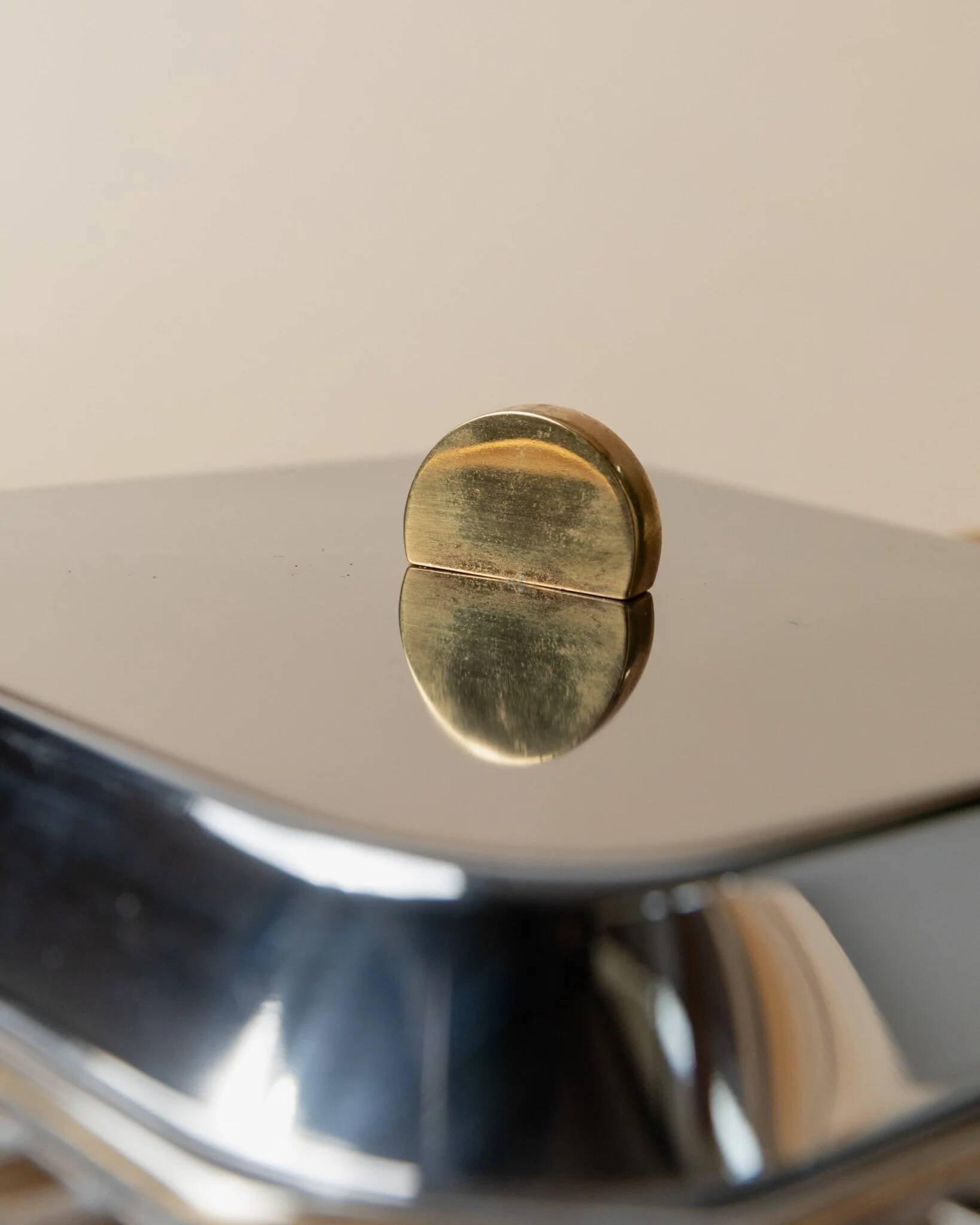 Vintage stainless steel platter, Inoxpran serving dish Orchidea line - gold rim - Italian design from the 1980s - table decoration, gift