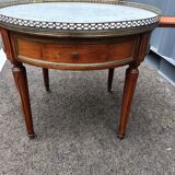 Table basse bouillotte ancienne plateau marbre style louis xvi