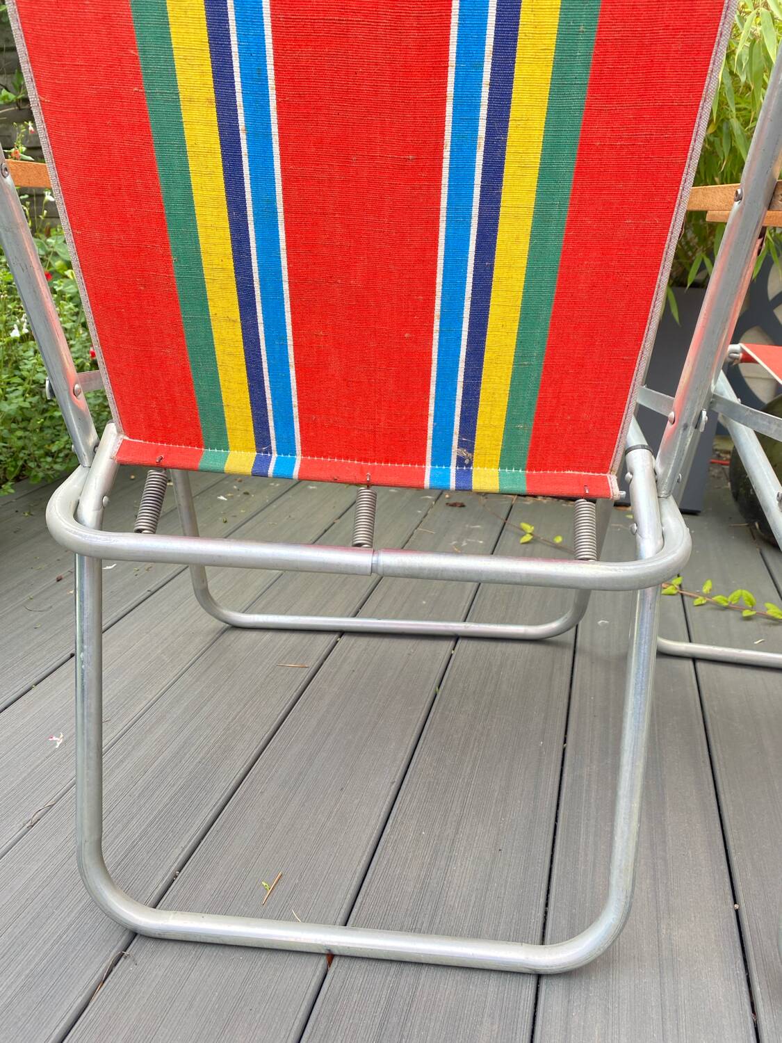 Pair of vintage folding camping chairs