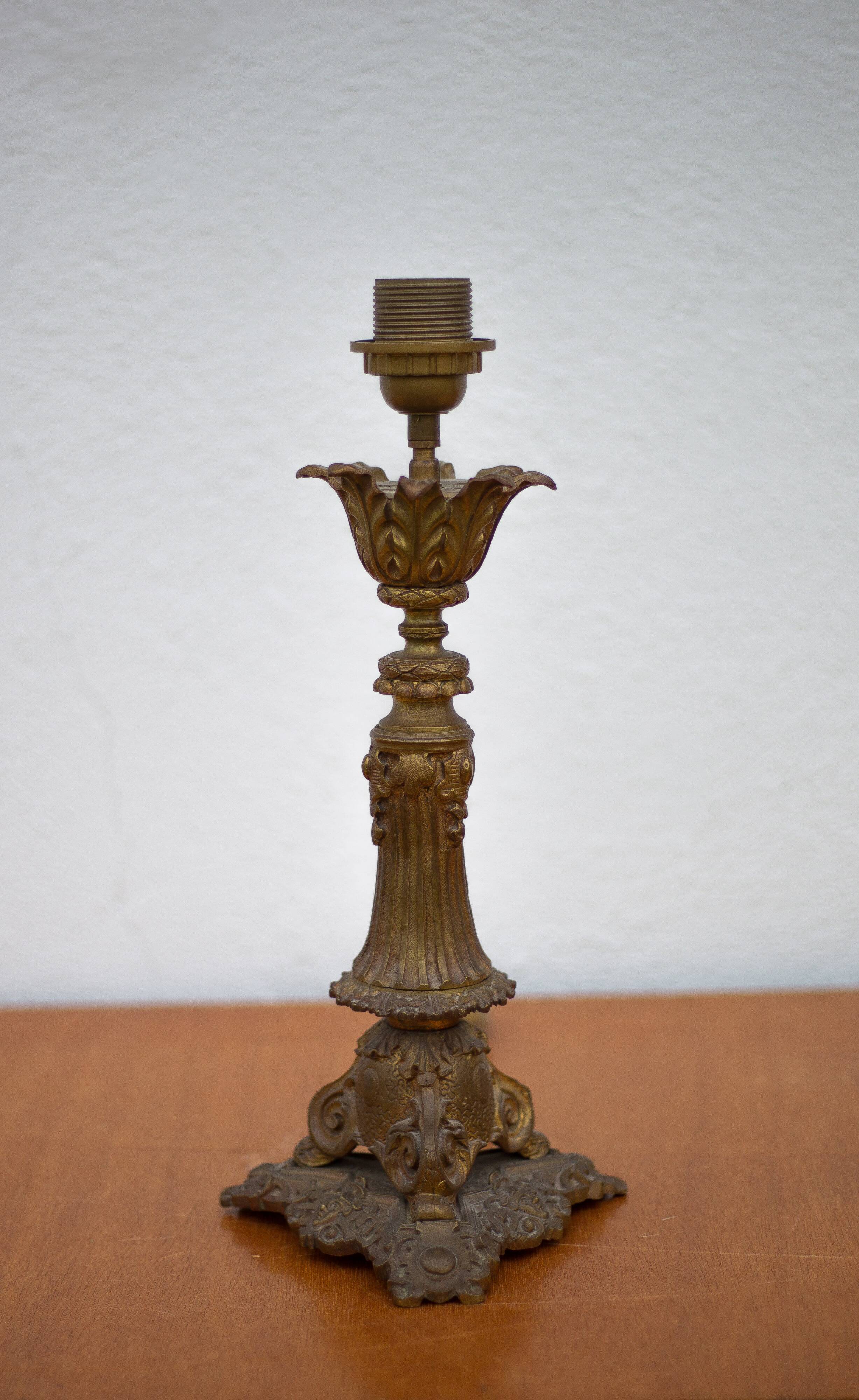 Bronze lamp with lampshade, bronze table lamp, living room lamp, lampshade lamp, accent lamp