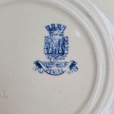 Set of 4 hollow aasiettes model Venice Opaque porcelain of Gien iron earth blue floral decoration