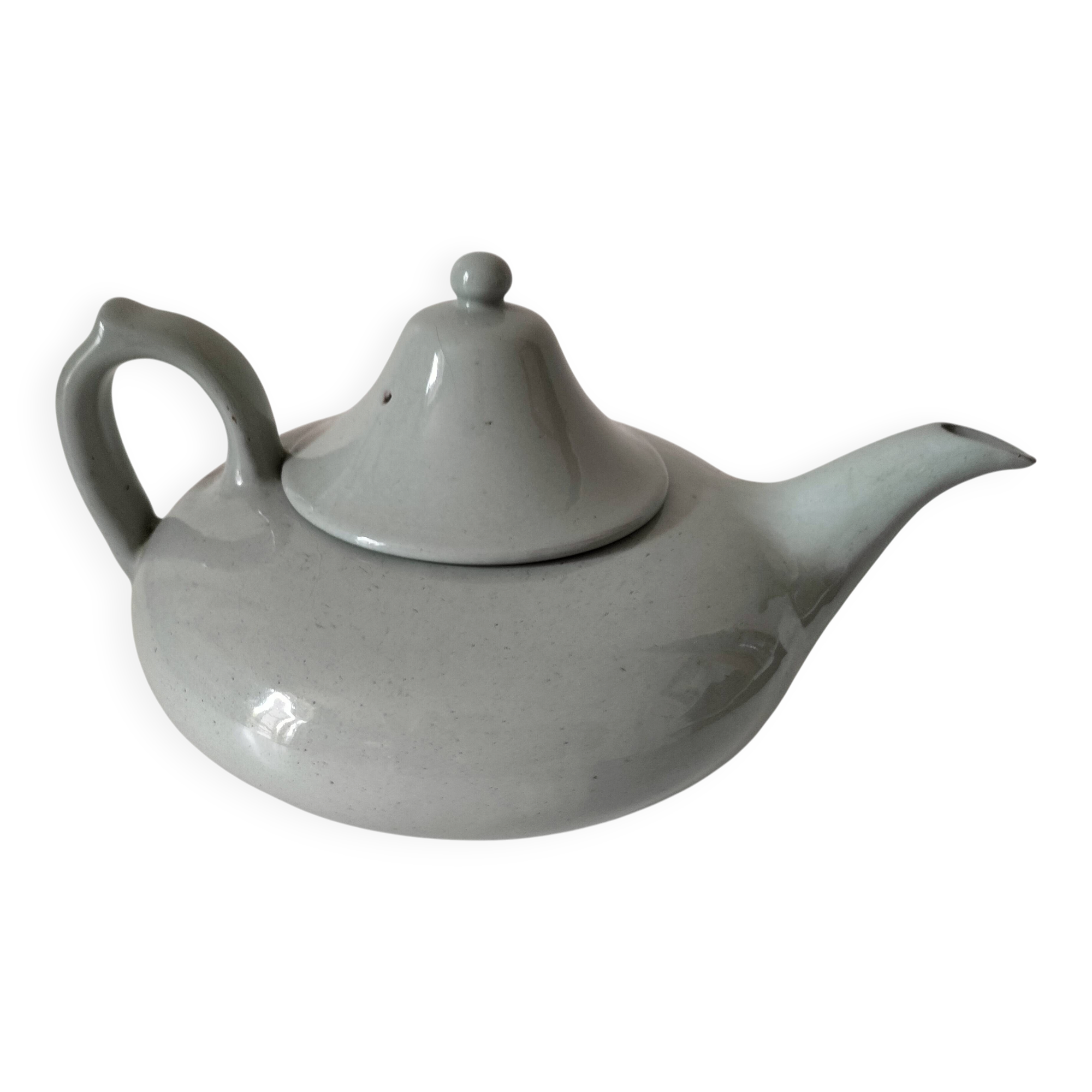 Celadon speckled glazed ceramic teapot