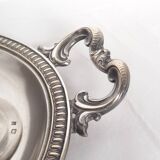 Silver Metal Liquor Set Consisting Of Six Stemmed Glasses On Their Tray