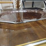 Large smoked lucite tray surrounded by chrome metal, 1970s