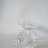set of 4 very large champagne glasses in engraved crystal 1950 12 x 11 cm
