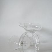 set of 4 very large champagne glasses in engraved crystal 1950 12 x 11 cm