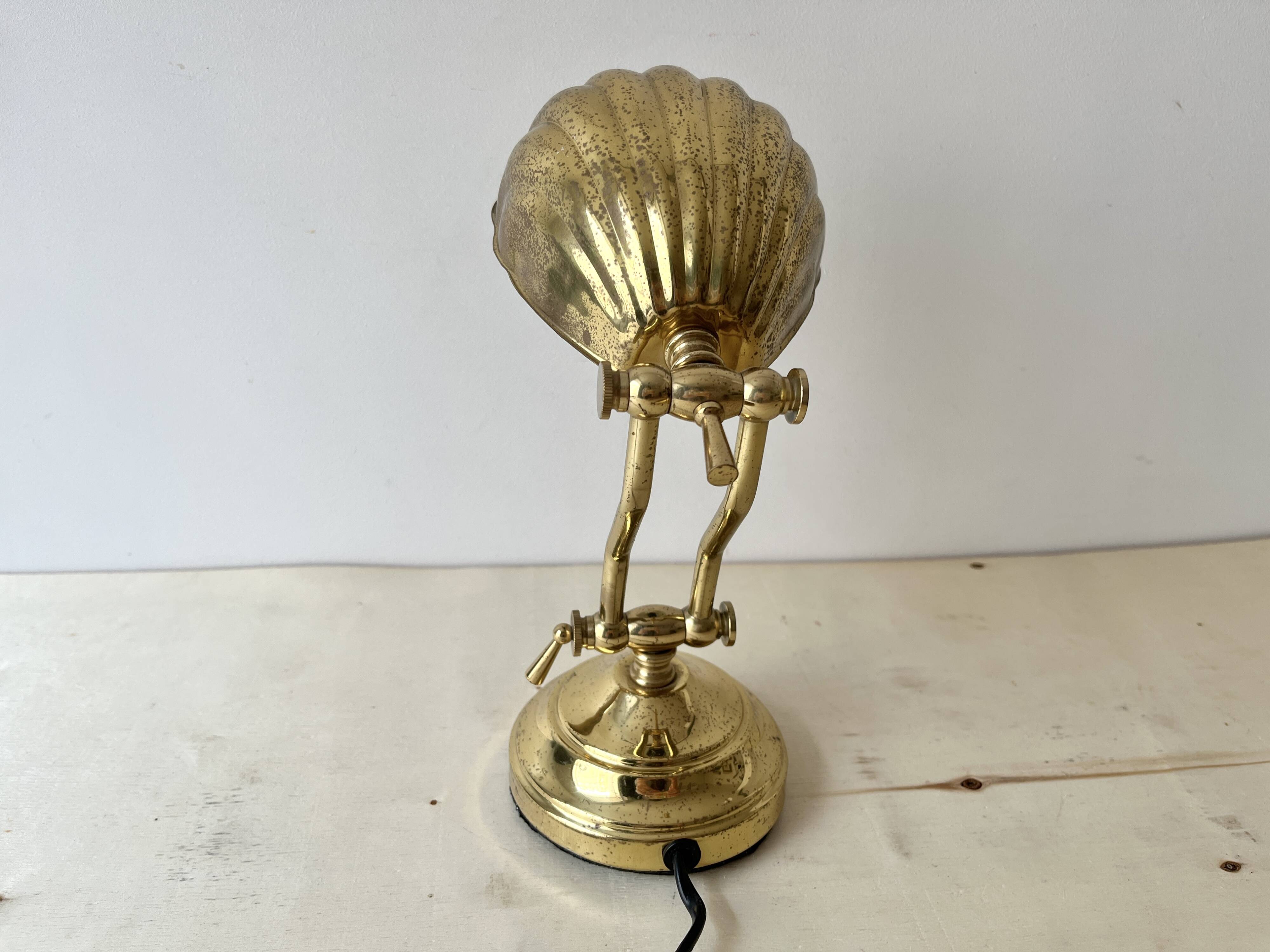 1950s brass "shell" desk lamp, vintage lighting