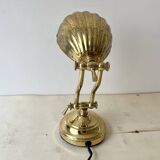 1950s brass "shell" desk lamp, vintage lighting