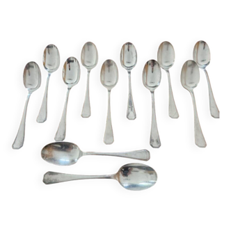 Christofle - Set of 12 America table spoons - Design Luc Lanel - Silver-plated metal