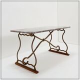 Wrought iron and marble coffee table