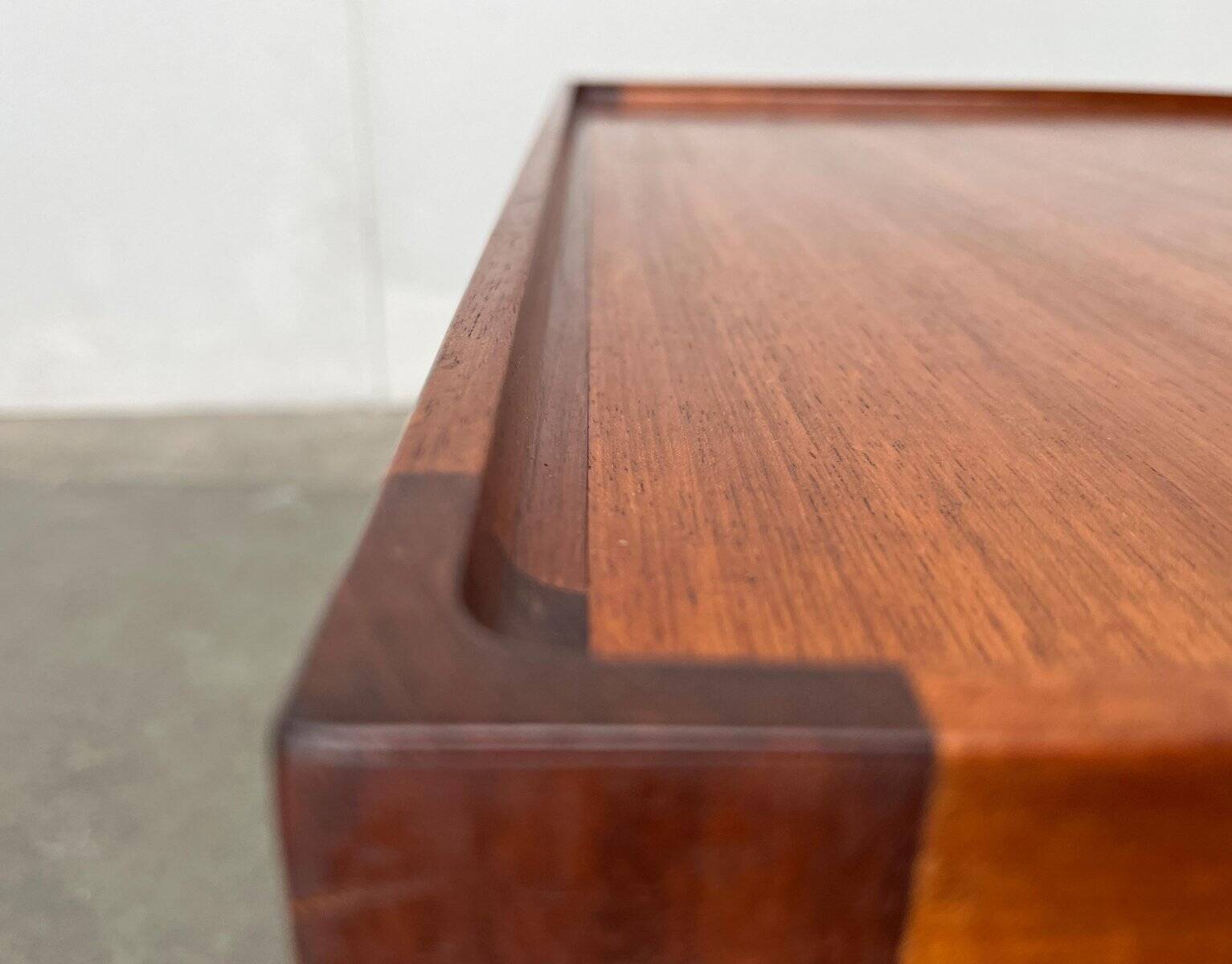 Mid-century teak and walnut side table, 1960s.