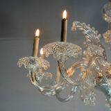 Venetian lustre in colourless Murano glass, 12 light arms, circa 1900